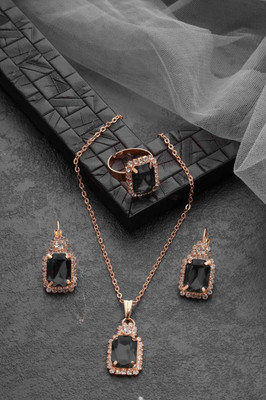 ASCEND Alloy Silver Black Jewellery Set(Pack of 5)