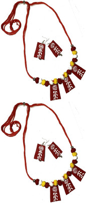 HOUSE OFF COMMON Oxidised Silver Red, Red Jewellery Set(Pack of 2)