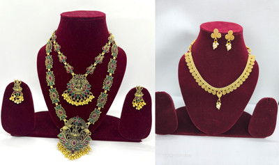 RIJADA JEWELLERY STUDIO Alloy Gold-plated Multicolor Jewellery Set(Pack of 2)