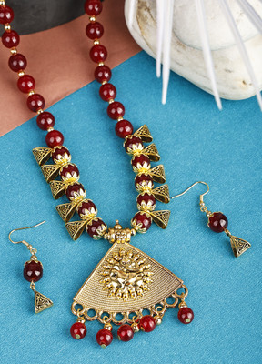 Foxy Trend Alloy Gold-plated Maroon Jewellery Set(Pack of 3)