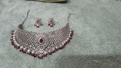 Nabh Alloy Sterling Silver Red, Silver Jewellery Set(Pack of 3)