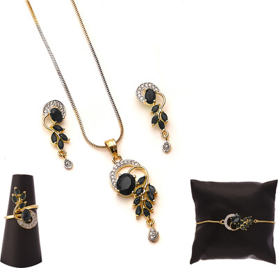 ZENEME Alloy Gold-plated Gold, Black, White Jewellery Set(Pack of 1)