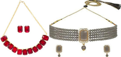 JMBW INTERNATIONAL Alloy Red, Grey Jewellery Set(Pack of 2)
