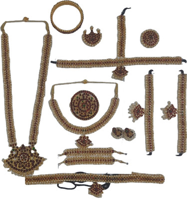 Elite trade Brass Gold, Red Jewellery Set(Pack of 1)