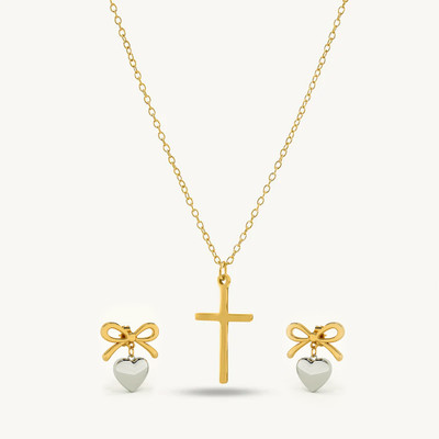 Palmonas Stainless Steel Gold-plated Multicolor Jewellery Set(Pack of 2)