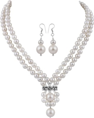 Pearlz Ocean Alloy Silver White Jewellery Set(Pack of 1)