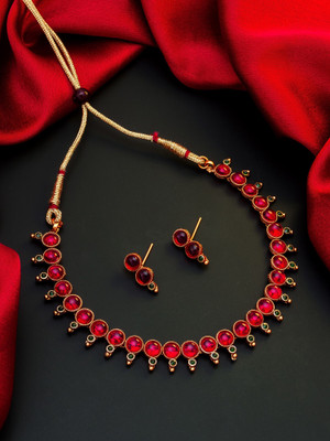 AADITA Brass, Copper Copper Maroon Jewellery Set(Pack of 1)