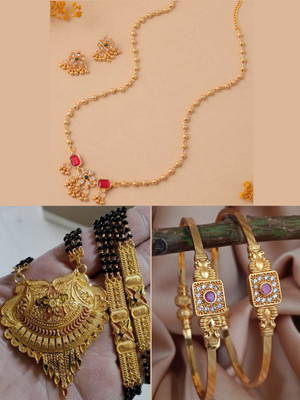 Divastri Brass Gold-plated Multicolor Jewellery Set(Pack of 3)