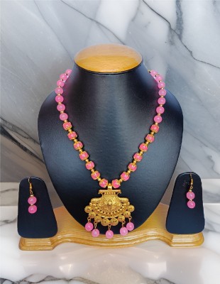 R Art Metal, Alloy Gold-plated Pink Jewellery Set(Pack of 1)