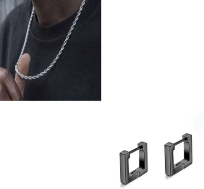 MAATRCHAAYA Stainless Steel Sterling Silver, Titanium Black, Silver Jewellery Set(Pack of 2)