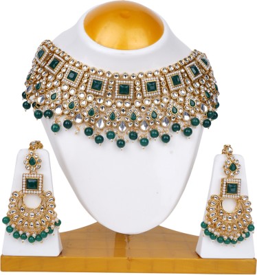 ADELITA Alloy Gold-plated Green Jewellery Set(Pack of 3)