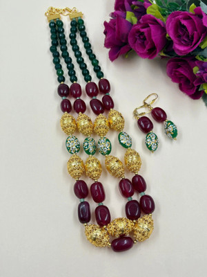 Sivori Alloy Gold-plated Maroon Jewellery Set(Pack of 1)