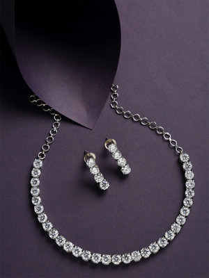 YELLOW CHIMES Crystal Silver White Jewellery Set(Pack of 1)