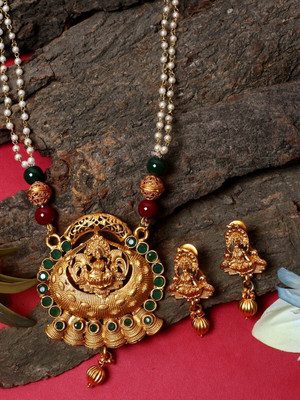 Bhana Jewells Alloy Gold-plated Green Jewellery Set(Pack of 1)
