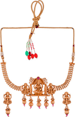 Shoshaa Brass Gold-plated Maroon Jewellery Set(Pack of 1)