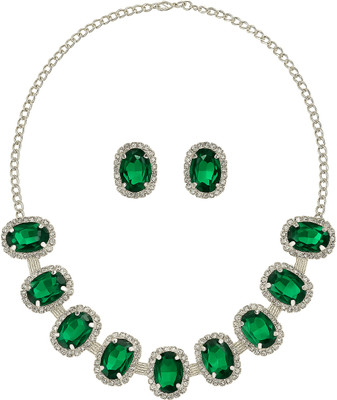 Shreedhaa Alloy Silver Green, Silver Jewellery Set(Pack of 1)