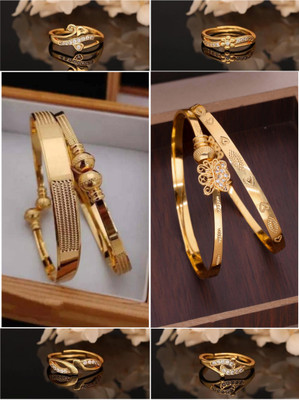 ANOUK Brass Diamond Gold-plated Ring Bangle(Pack of 6)