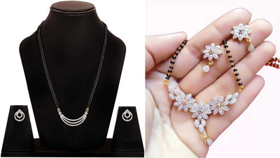 P R Production Oxidised Silver Multicolor Jewellery Set(Pack of 2)