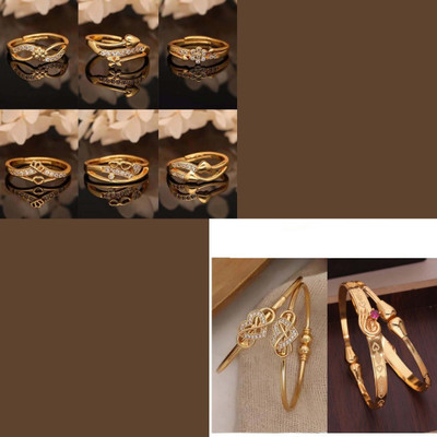 Alasca Brass Gold-plated Brown, Copper Jewellery Set(Pack of 8)