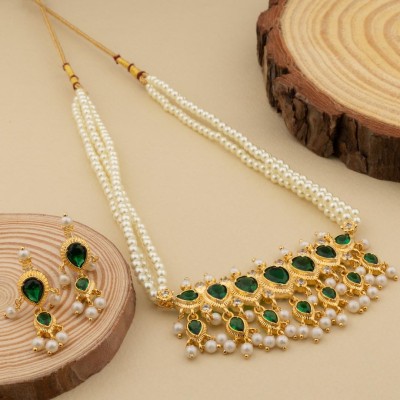 SAWARIYAJEWEL Copper Gold-plated Green Jewellery Set(Pack of 1)