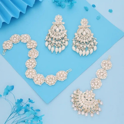 Prime Inclusive Alloy Gold-plated White Jewellery Set(Pack of 1)