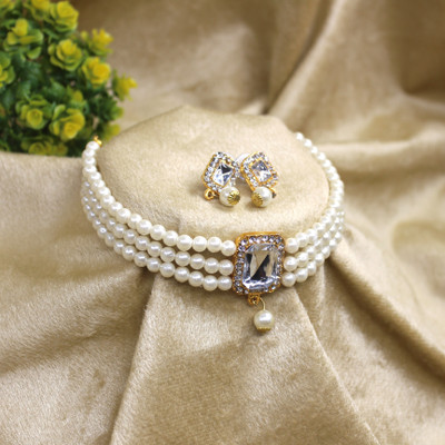PingBling Alloy Gold-plated White Jewellery Set(Pack of 1)