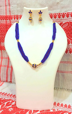 shree balaji gold Metal, Crystal, Copper, Dori Gold-plated Blue Jewellery Set(Pack of 3)