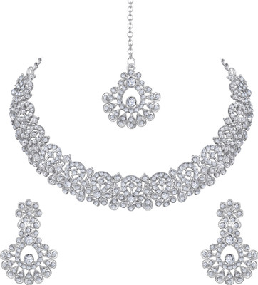 Atasi International Alloy Rhodium Silver, White Jewellery Set(Pack of 1)