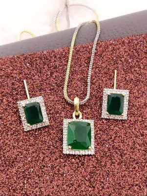 Pihoo Enterprise Alloy Gold-plated Green Jewellery Set(Pack of 1)