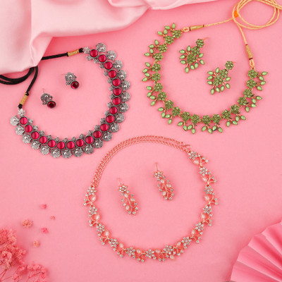 Vedda Brass Gold-plated Multicolor Jewellery Set(Pack of 3)