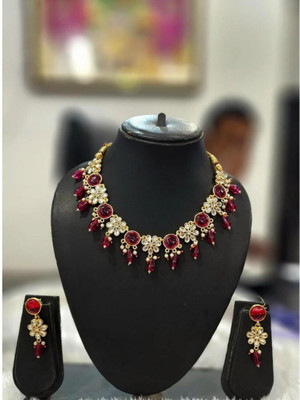 MK Gallery Alloy Red Jewellery Set(Pack of 1)