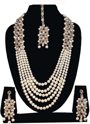 Chikku Alloy Gold-plated White Jewellery Set(Pack of 1)
