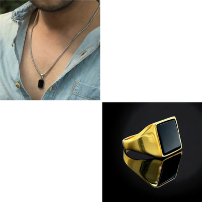 Vipunj Alloy Gold-plated, Sterling Silver Black, Gold Jewellery Set(Pack of 2)