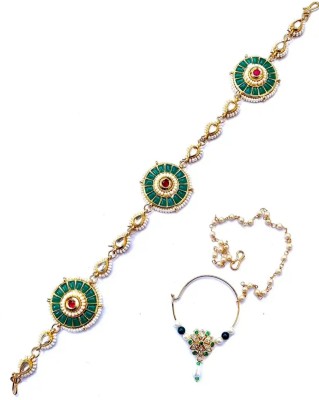 NIKYANKA Brass Gold-plated Gold, Green Jewellery Set(Pack of 2)