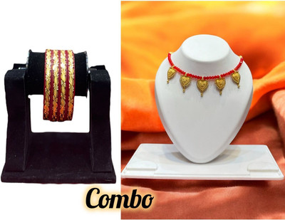 RNJewels Alloy Gold, Red Jewellery Set(Pack of 1)