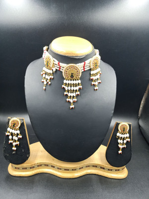 Mk Jewellery Alloy Gold-plated Red Jewellery Set(Pack of 1)