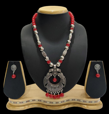 HARIHARA FASHION Oxidised Silver Red, Silver Jewellery Set(Pack of 1)