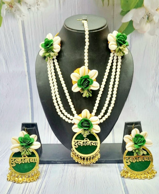 kalp creations Fabric Green Jewellery Set(Pack of 1)