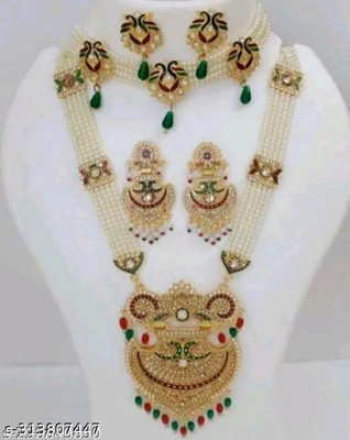 Mk Jewellery Brass Gold-plated Green Jewellery Set(Pack of 1)