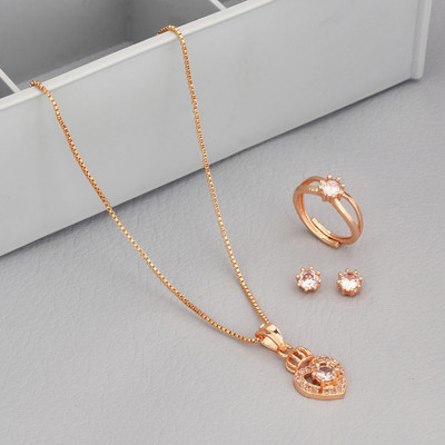 Radheshyam Creation Alloy Gold-plated Rose Gold Jewellery Set(Pack of 4)