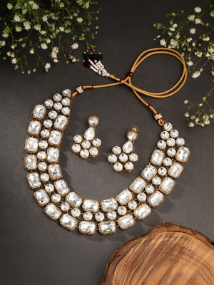 VANEE Alloy Gold-plated White, Gold Jewellery Set(Pack of 1)