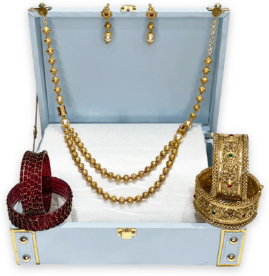 Mogha Jewels Brass Gold-plated Gold Jewellery Set(Pack of 4)