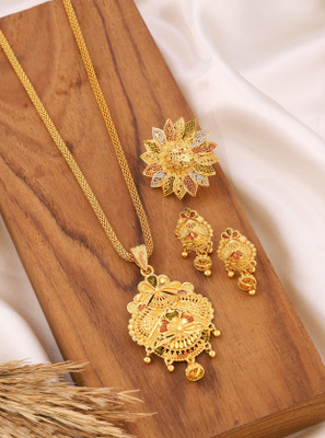 evashoppy Brass Gold-plated Multicolor Jewellery Set(Pack of 1)