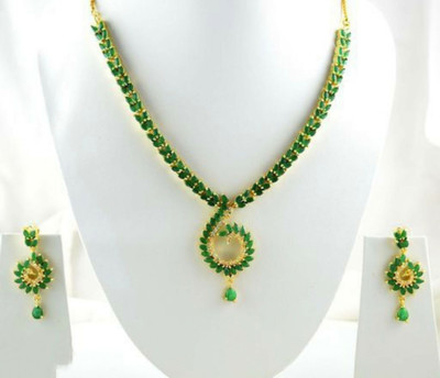 smart eye fashion hub Brass Gold-plated Green Jewellery Set(Pack of 1)