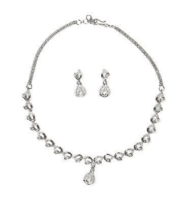 GEMRON JEWEL Brass Rhodium White Jewellery Set(Pack of 1)