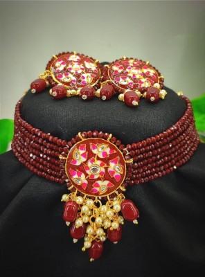 Padmavati Bangles Alloy Gold-plated Maroon Jewellery Set(Pack of 1)