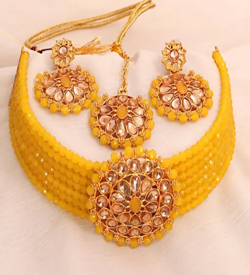 Rajasthan Imitation Alloy Gold-plated Yellow Jewellery Set(Pack of 1)