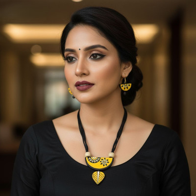 seraphaire Terracotta Yellow Jewellery Set(Pack of 3)