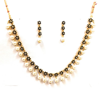 AK JEWEL STORES Alloy Gold-plated Black Jewellery Set(Pack of 1)
