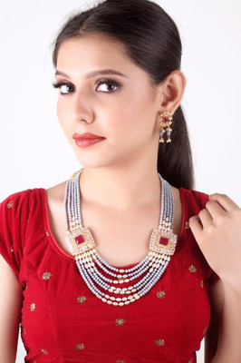 Kirti Traders Alloy Gold-plated Grey Jewellery Set(Pack of 1)